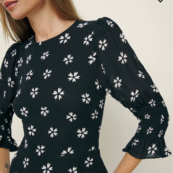 Reformation Carolena Dress Size 2 Black - Picture 5 of 6